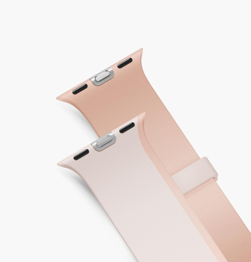 UNIQ REVIX 4 for Apple Watch Strap 2-Way | Modern Minimalist Double Sided Waterproof Watch Strap PETAL PINK/ MISTY ROSE SILICONE + STAINLESS STEEL