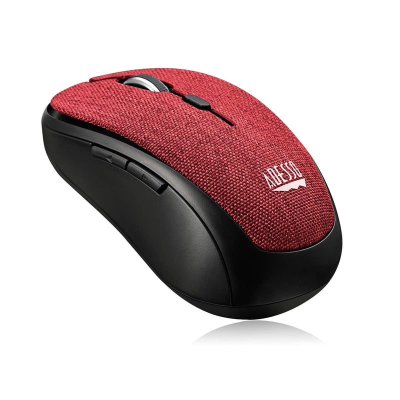 Adesso iMouse S80R 2.4Ghz Fabric Wireless Red Fabric Mini Optical Mouse, 5-Button, Red