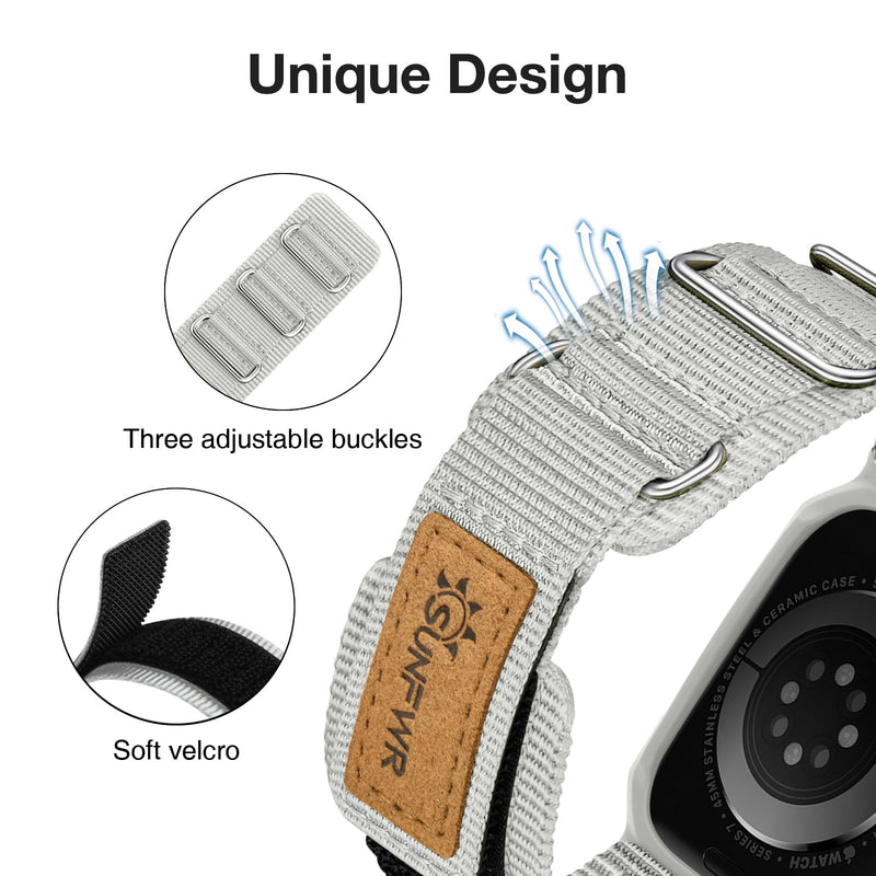 Bundle of the Rugged Nylon Velcro Apple Watch Band (Army Green/Apricot grey)