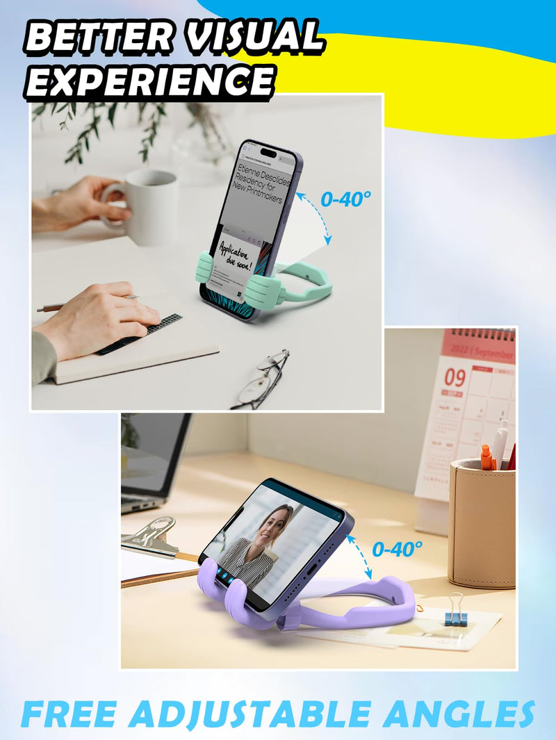 Cell Phone Stand Thumbs Up Lazy Phone Stand - 2 Pack Phone Holder 2024 College Graduation Gifts for Her Him Cellphone iPhone Stand for Desk Birthday Gifts for Teens Girls Boys Adults Women Men Wife Purple & Green