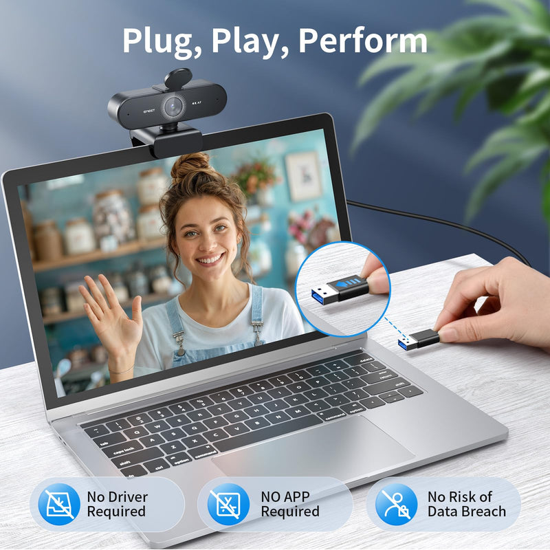 EMEET NOVA 4K Webcam for PC, Ultra 4K HD, PDAF Autofocus, Dual Omni Mics | 73° FOV, Auto Light Correction, USB-A, Privacy Cover, Ideal for High-End Business Meetings&Live Streaming 4K PDAF Focus 2 Mics
