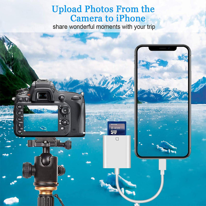 Apple MFi Certified Lightning to SD Card Camera Reader for iPhone iPad, Veetone SD Card Reader Memory Card Reader Trail Camera Viewer SD Card Adapter for iPhone 12/11/XS/XR/X/8/7/iPad, Plug and Play One Slot