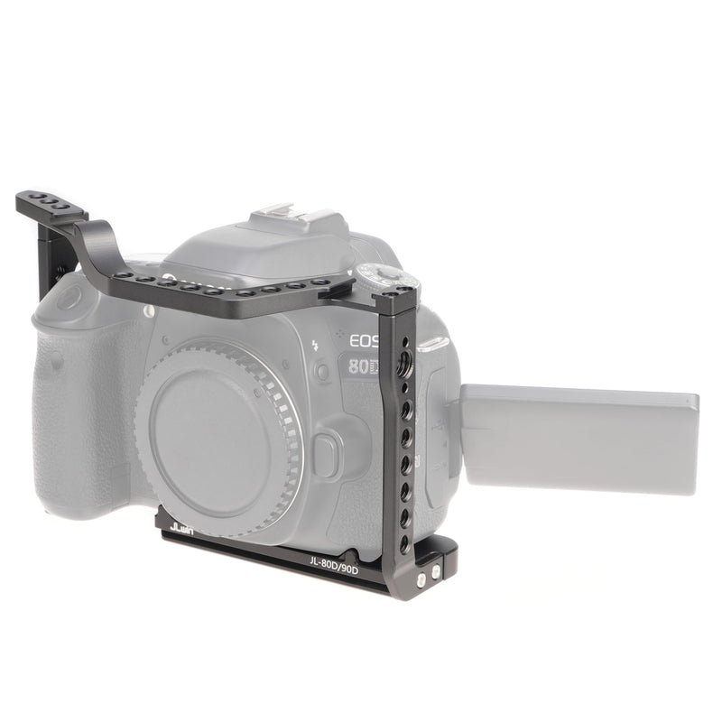 Camera Video Cage for Canon EOS 90D 80D 70D DSLR Camera | Full Rig with Dual Cold Shoe, Quick Release Plate for for Arca-Swiss Tripod, ARRI 3/8"-16 & 1/4"-20 Threads