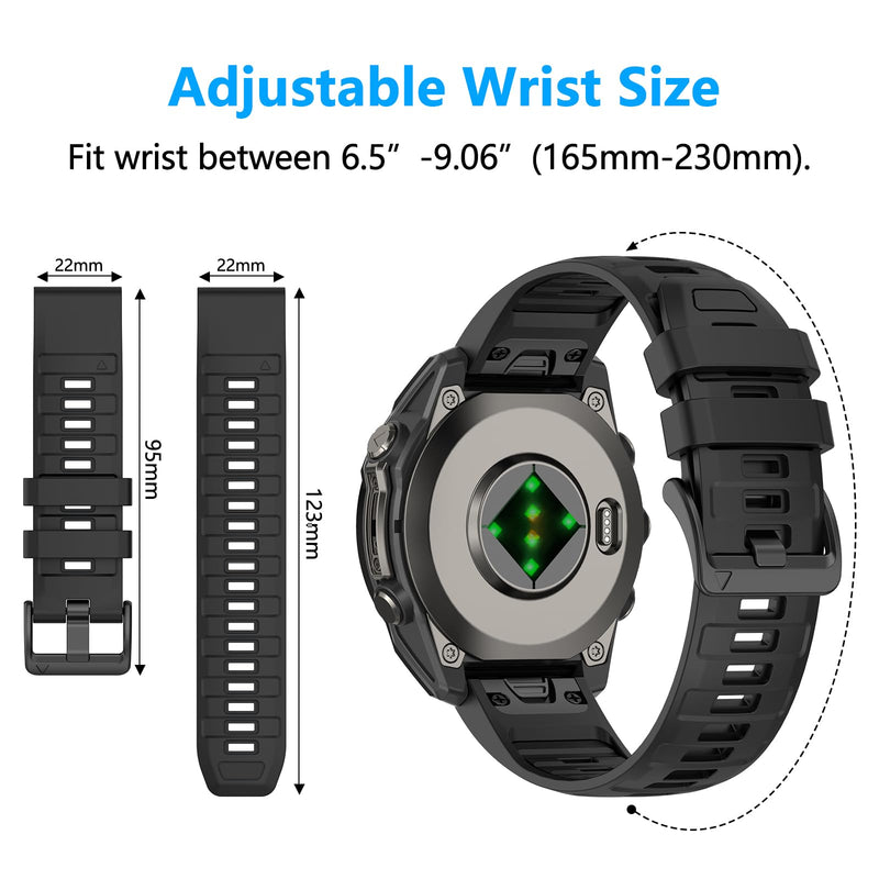 22mm Silicone Watchband Compatible with Garmin tactix 8/Fenix 8 pro AMOLED 47mm/7 Pro/7/6 Pro/6/5 Plus/5,QuickFit Straps for Fenix E/Forerunner 945/955/965/970/epix Pro/Approach S70/S62/quatix 8 47mm 7pack1