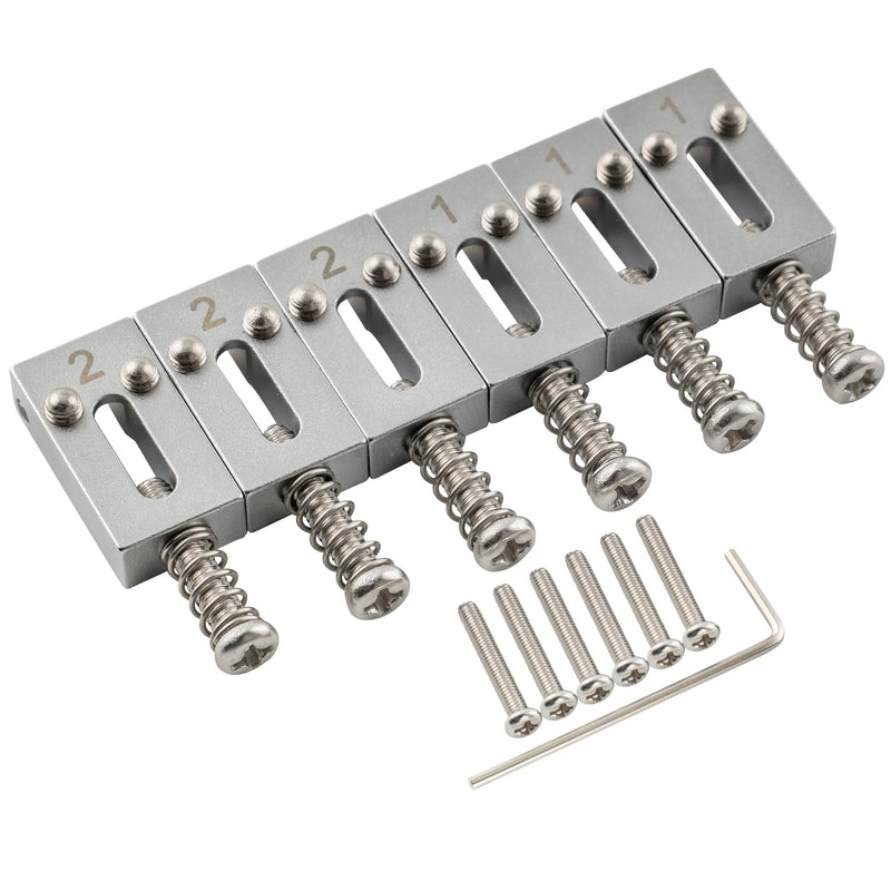 Musiclily Ultra 10.5mm Modern Brass Guitar Roller Bridge Saddles for Strat Tele ST/TL Style Electric Guitar, Chrome (Set of 6)