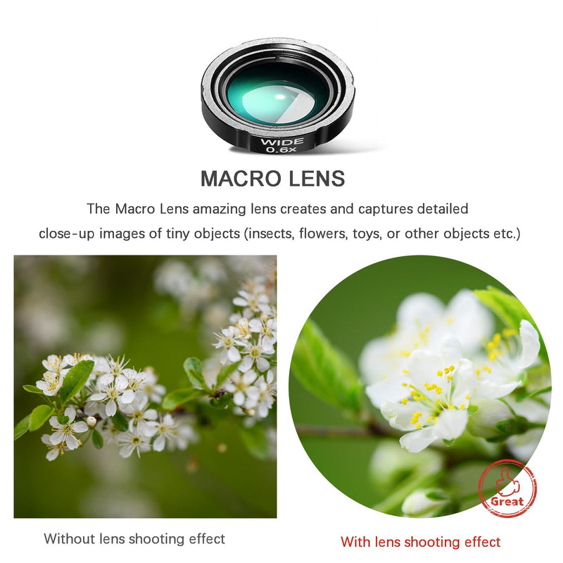 [AUSTRALIA] - Phone Camera Lens Kit Upgraded Version Telephoto 28X Wide Angle 0.6X Macro 20X Fisheye 198° for Most Smartphones (Black) fisheye lens 