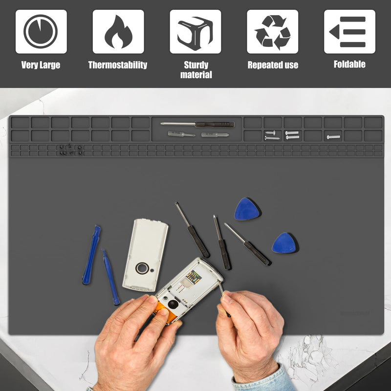 Soldering Mat Antistatic Repair Mat Extra Large 60 x 35 cm Heat Resistant Soldering Mat Silicone Work Mat 500°C Workbench Mat for a Variety of Electronic Repair Assembly Work