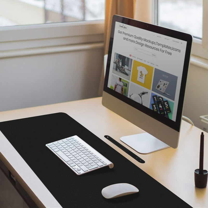 Leather Desk Mat,Desk Pad,Desktop mat,Waterproof Desk Mat for Desktop, Desk Mat for Keyboard and Mouse,Leather Mouse Pad Protector for Office and Home,30"x 14" Leather-black