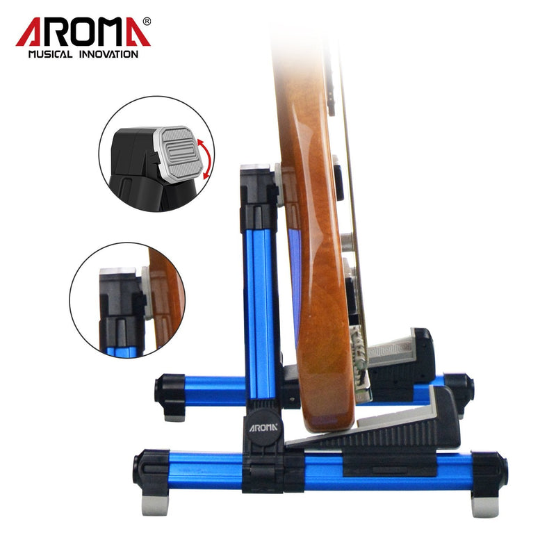 [AUSTRALIA] - Guitar Stand - Foldable Aluminum Floor Stand Adjustable for All Types of Guitars, Basses, Ukuleles and Violins, Banjo Easy to Carry Steady Stand Safe Protection (Blue) 