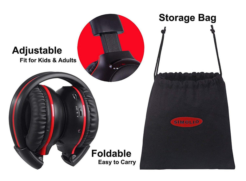SIMOLIO 2 Pack of Wireless Car Headphones, 2 Channel IR Wireless Headphones for Kids, in Car Wireless DVD Headphones with Storage Bag for Universal Rear Entertainment System, Not for 2017+ Pacifica