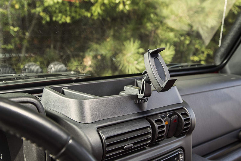 Rugged Ridge Multi-Mount Phone Holder for Jeep Wrangler TJ/LJ | Thermoplastic Olefin (TPO), Black | 13551.19 | Fits 1997-2006 Jeep Wrangler TJ/LJ