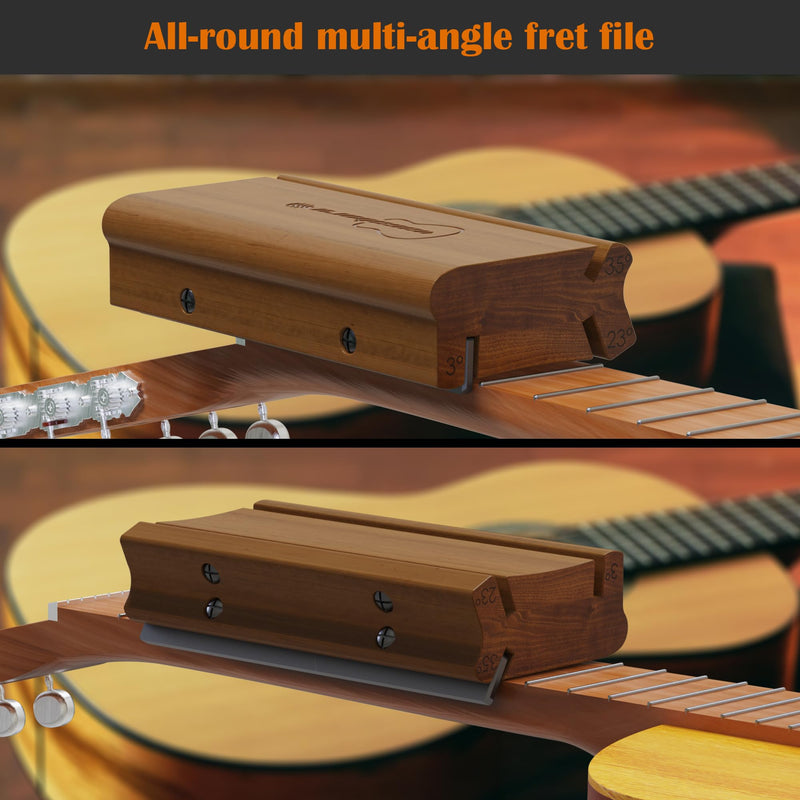 3/23/35 Degree Fret End Beveling File, 3 in 1 fret file - Guitar Bass Fret End Dressing, Guitar Fret Crowning End Bevel File Luthier Tools for Rounding, Shaping and Deburring Frets Sprouts