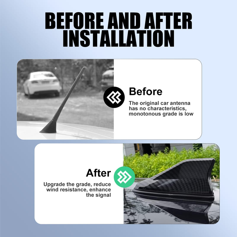 1 PC Car Shark Fin Antenna, AM/FM Radio Signal Base Cover, ABS Signal Receiver, Punching-free Antenna Replacement, Universal for Most Cars, Trucks and Vans (Carbon Fiber Black) 1 PC Carbon Fiber Black