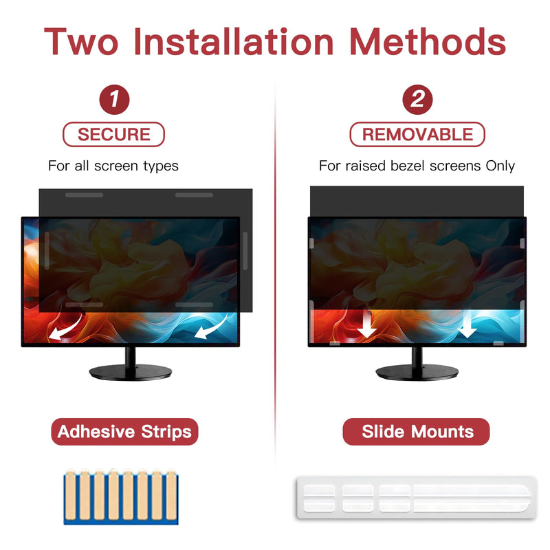 2 Pack 23 Inch Privacy Screen for Computer Monitor 16:9 Aspect Ratio, Eye Protection Anti Glare Computer Screen Cover, Removable Anti-Scratch Computer Screen Privacy Shield for 23'' Widescreen Monitor 2 PACK 23 Inch Privacy Screen (16:9）