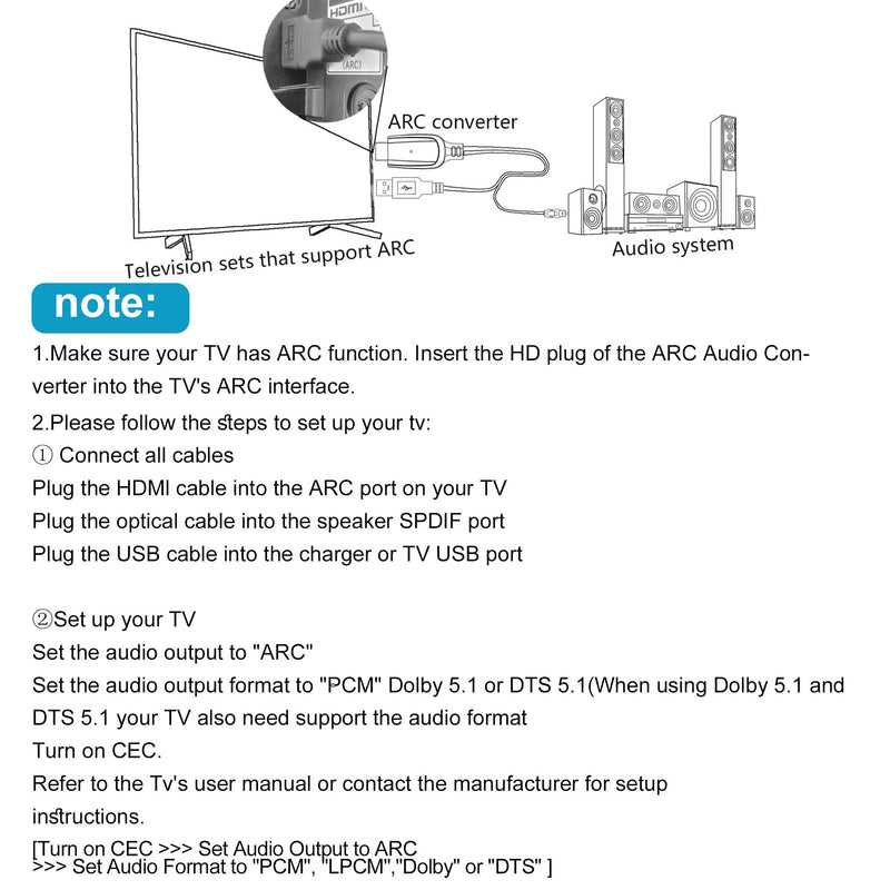 192KHz HDMI ARC to Optical Audio Converter for TV to Soundbar, Plug & Play 3.4ft/1.05m ARC to Optical Cable Audio Extractor Adapter Splitter for Sound System Speaker Home Theater Support Dolby/DTS 5.1