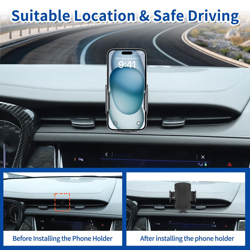 Car Phone Mount Fit for Cadillac XT5 / XT6 Phone Holder Navigation，for 2017-2025 XT5 / XT6 Cellphone Mobile Cradle Auto Accessories Bracket Anti-Shake，360 Degree Rotation，Compatible for All Cell Phone