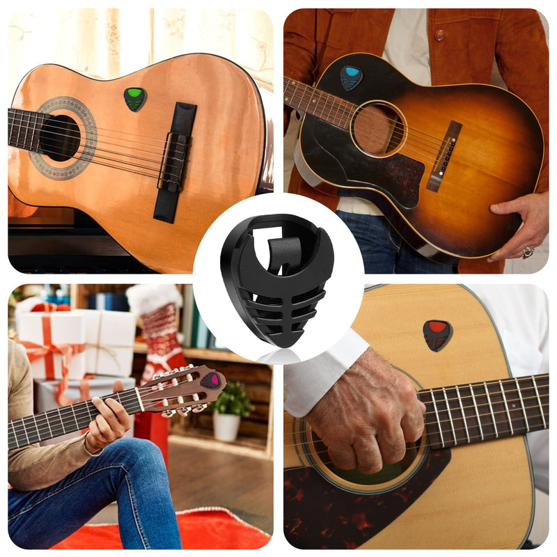 10 Pack Guitar Pick Holder, Stick-On Plastic Guitar Pick Case with Adhesive Back and Spring Convenient Guitar Pick Storage Box to Attach to Bass Ukulele Acoustic Guitar Accessories