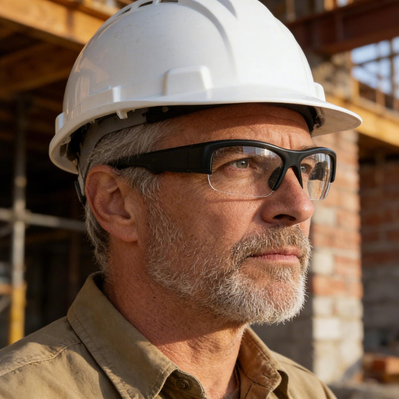 5BC Bluetooth safety glasses for work audio smart glasses headphones with mic, Clear Lens