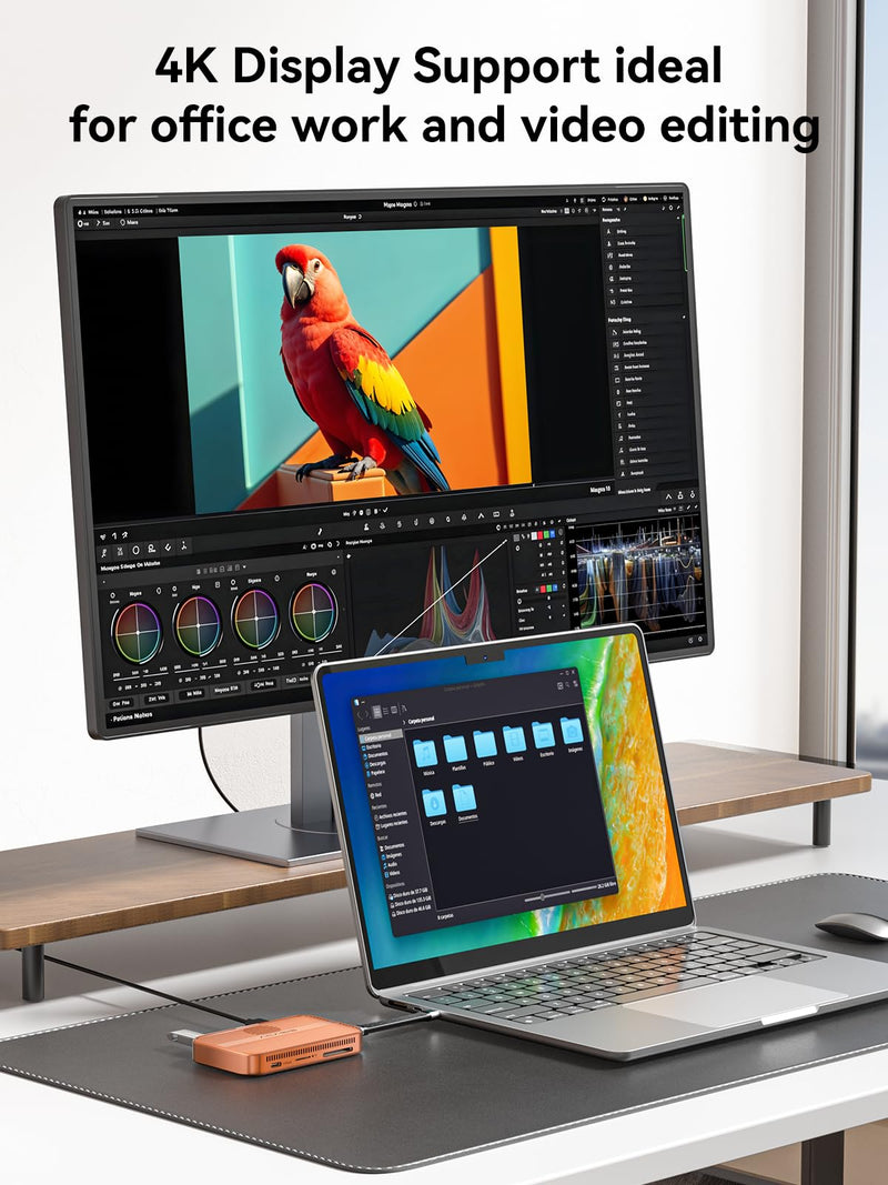 ACASIS 10Gbps Magnetic M.2 NVMe SSD Enclosure With 4K ProRes Recording M.2 EnclosureCompatible IPhone 17/16/15 Pro/Pro Max Magnetic SSD Enclosure with Cooling Fan For Video Editor/Blogger/Videographer orange