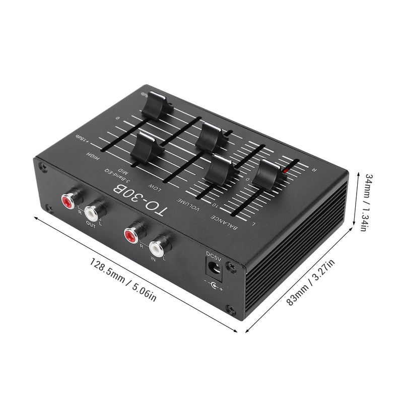 3 Band Equalizer, 20Hz-20Khz High Medium Low EQ Stereo Equalizer Channel Digital