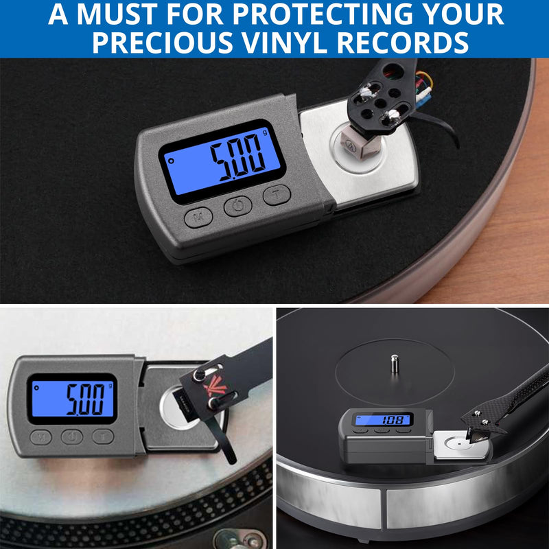 Digital Turntable Stylus Force Scale Gauge 0.01g/5.00g Blue LCD Backlight,CRLITSIY Stylus Pressure Gauge for Tonearm Phono Cartridge
