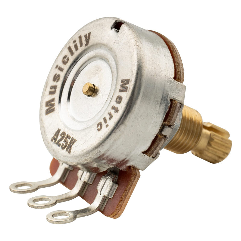 [AUSTRALIA] - Musiclily Pro HD A25K Pots Brass Metric Split Standard Shaft 9.5mm Audio Taper Potentiometers for Active Pickups Electric Guitar Bass (Set of 10) A25K 9.5mm 