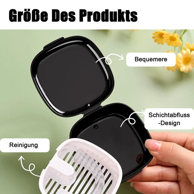 [AUSTRALIA] - Pack of 2 Denture Box, Portable Denture Box, Denture Box with Hanging, Portable for Storage and Cleaning Dummies and Braces (Black, White) 