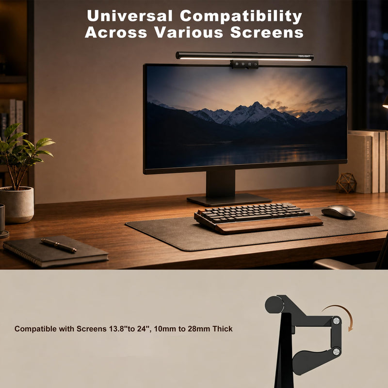 YEELIGHT Monitor Light Bar, Computer Monitor Lamp for Home Office Gaming, 250LM No Glare Eye-Care LED Screen Bar, Touch Control USB Reading Desk Lamp with Stepless Dimming for Flat & Curved Monitor A Dark Gray