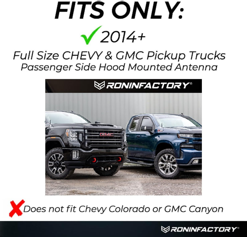 RONIN FACTORY Truck Antenna for Chevy Silverado & GMC Sierra Accessories 2014+ Anti Theft - Carwash Safe Short Replacement Antenna (12 Inch Flexible) 12 Inch TuffLock - 2014+ Chevy/GMC