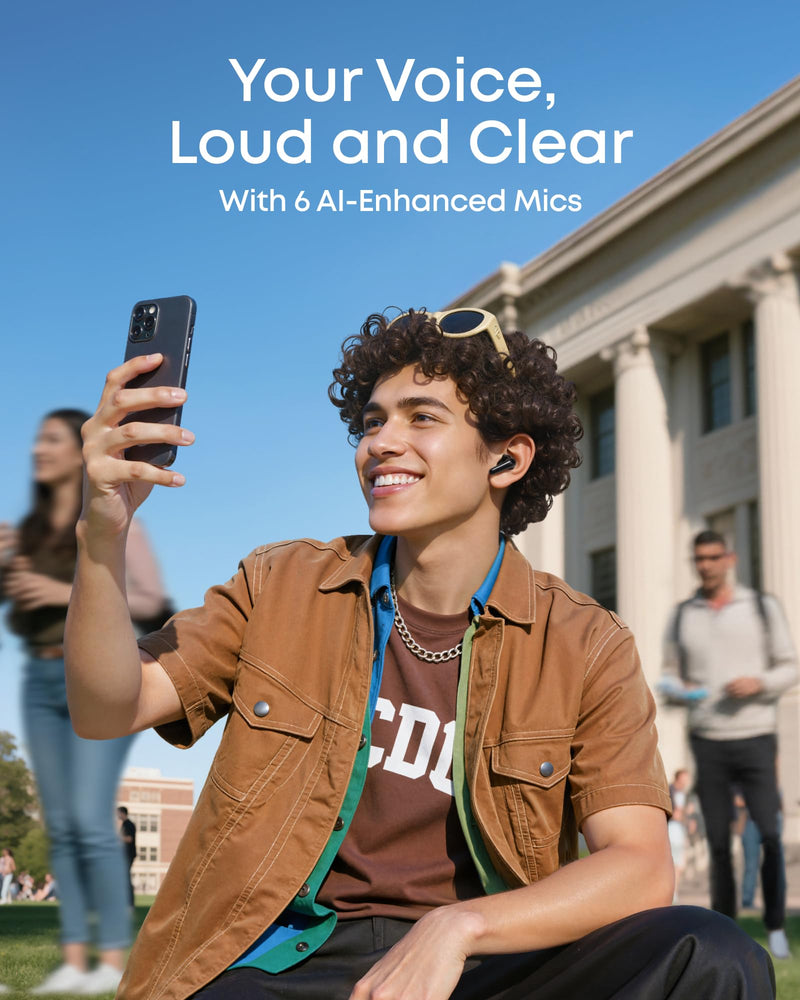 Soundcore P31i by Anker Translation Earbuds with Real-Time Adaptive ANC | Real-Time Adaptive Noise Cancelling, Hi-Res Sound, Translation Earbuds, 50H Playtime, Spatial Audio, Fast Charging, IP55 Black
