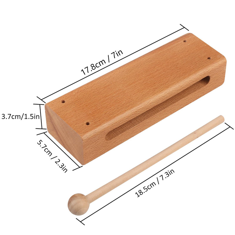 Solid Wood Rhythm Block, Set of 3, Solid Wood Rhythm Block Musical Percussion Instrument Perfect for Rhythm Classes with 3 Pack of Mallet Solid Hardwood