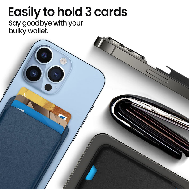 [2 Pack] Magnetic Wallet Card Holder Compatible with MagSafe Wallet for iPhone 15 Pro Max/15 Pro/15/15 Plus/iPhone 14 Model, Mag Safe Wallet for iPhone 15 14 13 12 Pro Max Plus Mini,Midnight&Blue Midnight and Blue