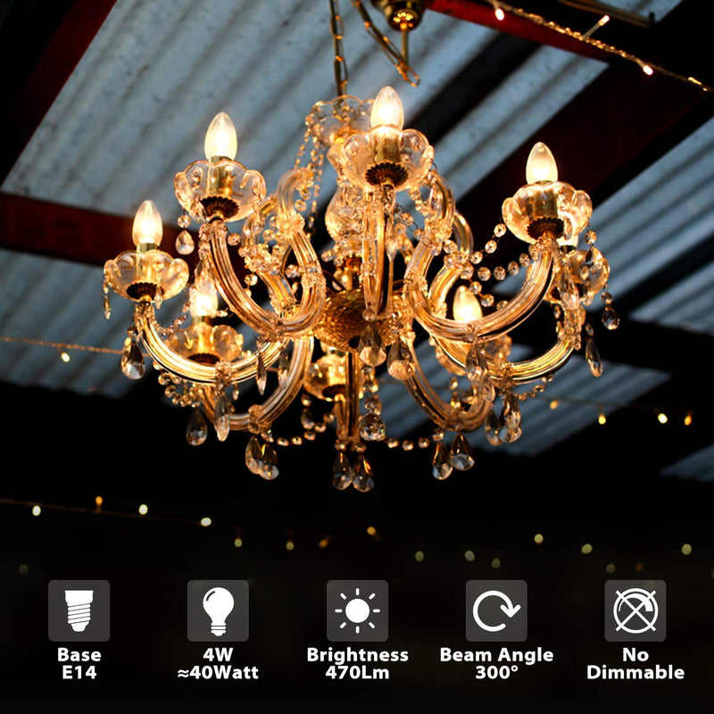 Candle LED Lamp E14 for Chandelier Warm White Glass 6 pcs (pack of 1)
