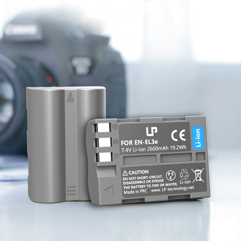 LP EN-EL3e, EL3, EL3a Battery, 2600 mAh Battery Compatible with Nikon D700, D300s, D300, D200, D100, D90, D80, D70S, D70, D50, MH-18, MH18a, MH-19, MB-D200, MB-D10