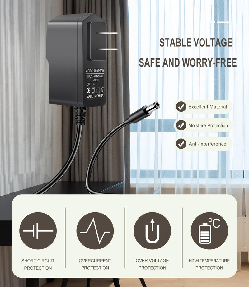 9V AC Power Supply Adapter for Boss PSA-120S Guitar Distortion Effects Pedal DS-1 RC-1 RC-3 TU-2 TU-3 SD-1 RV-5 RV-6 DD-3 DD-7 DD-20 ME-50 ME-80 GT-10 HM-2 GT-1B Charger Cable Cord (6 ft)