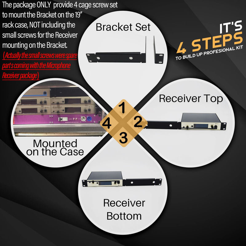Rack Mount Kit Fit for Senheiser ew G 3 G 4 (ew100 135 300 335 835 845 935 945) Singe Receiver GA 3 GA 4 Mounting on 19 Inches Standard Installation Hardware