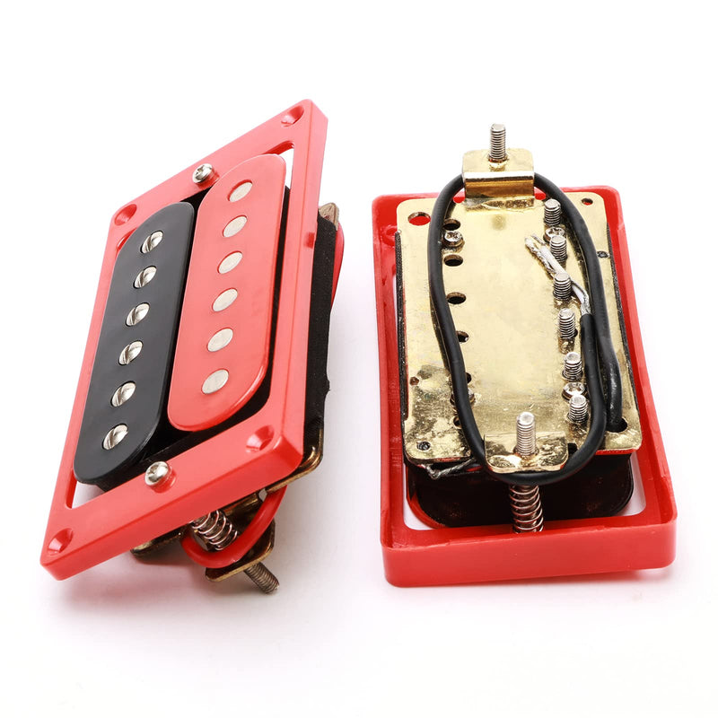 [AUSTRALIA] - Electric Guitar Pickups Humbucker Double Coil Pickup Guitar Neck Bridge Parts Replacement Set with String Winder and Screwdriver（2PCS, Black and Red） 