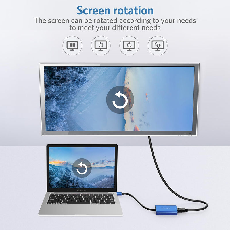 ABLEWE USB to HDMI Adapter, 2023 Upgraded Aluminum USB 3.0/2.0 to HDMI Audio Video Converter for PC Laptop Projector HDTV, Support Mac OS, Windows 10/8.1/8/7, Chrome OS, Blue. (Not Support Linux)