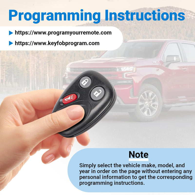 [AUSTRALIA] - Keyless Entry Car Key Fob Replacement for 2003-2007 Chevy Chevrolet Silverado Tahoe Avalanche Equinox SSR Suburban/GMC Sierra Yukon/Cadillac Escalade/Hummer H2 for LHJ011 (2 Pack) 