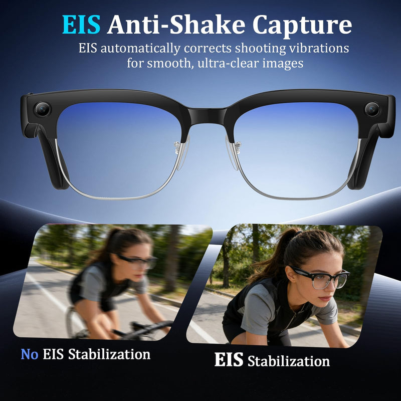 AI Smart Glasses with Camera, 8MP Anti-Shake Bluetooth Camera Glasses,1080P Video Recording Dual Mic Noise Reduction, Real Time Translation&Simultaneous Interpretation, 290mAh Capacity(W630)