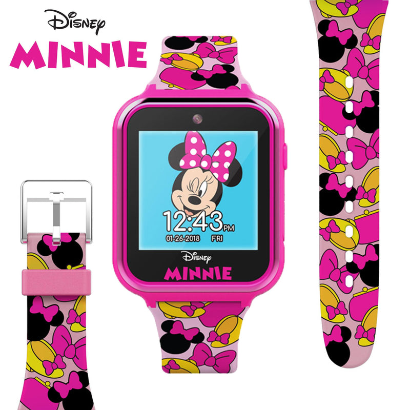 Disney Minnie Mouse Interactive Kids Smartwatch – Touchscreen Watch with Camera, Games, Voice Recorder, Step Tracker, Alarm & Timer – Fun Minnie Design, USB Rechargeable – Fits Wrists 5.5" to 8"