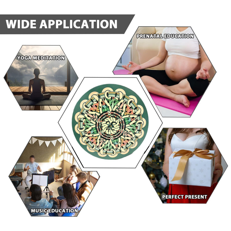 12INCH Ocean Drum,Sound Healing,Rain Disk "Water-Fall",Onomatopoeic Music,Gift For Yoga Meditation Performance Accompaniment（Green Flower） Green Flower