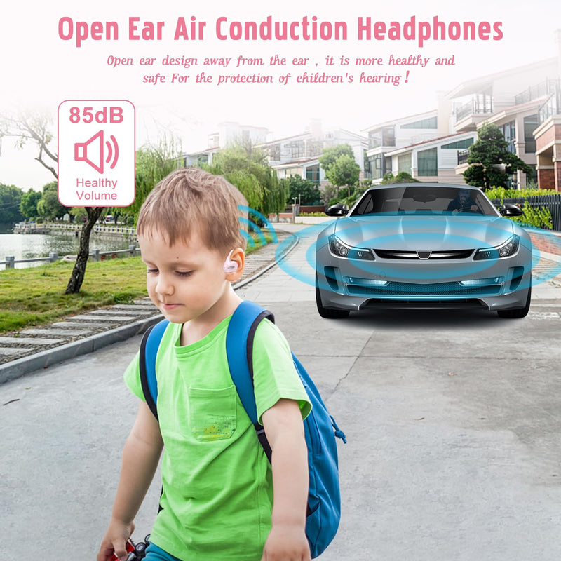 BANIGIPA Kids Headphones, Open Ear Headphones Comfortable for Teens Child Boys Girls, Wireless Bluetooth 5.3 Headset w/Mic for School/Tablet/Travel, 13g Ultra-Light, Protect Hearing, 10H Playtime