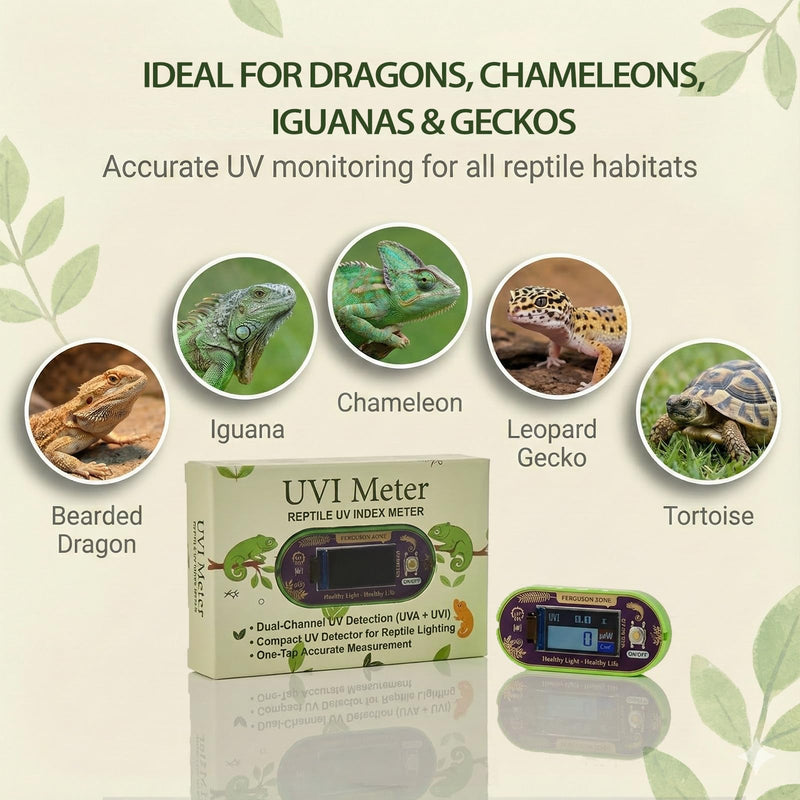 [AUSTRALIA] - Reptile UVI Light Meter – Portable UV Index Reader for Basking Spot Monitoring – Helps Reptile Owners Know When to Replace UV Lamps – for Bearded Dragon, Chameleon & Gecko – Battery Included 1 
