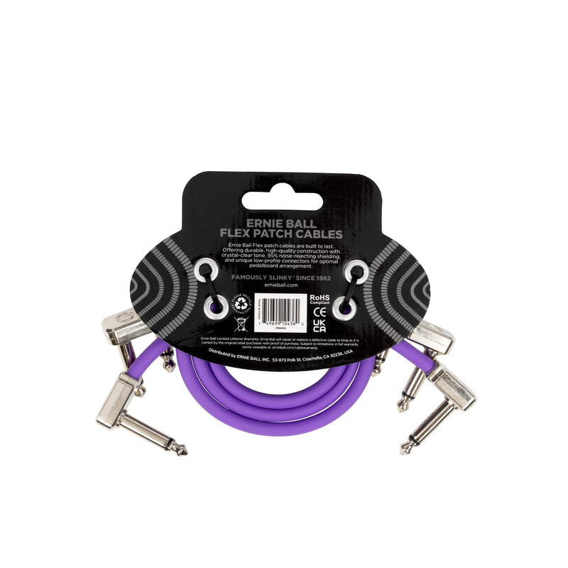 Ernie Ball Flex Patch Cable 12in - Purple - 3 Pack 12 Inch 3-Pack