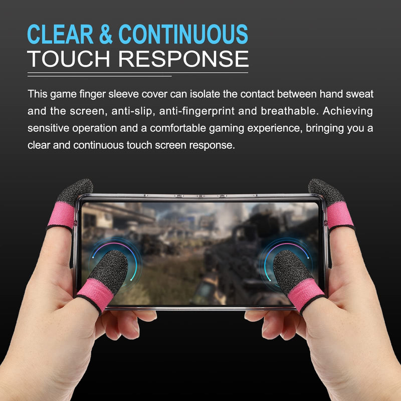 MECCANIXITY Mobile Gaming Finger Sleeve Controller Finger Thumb Sleeve Finger Gloves Grey/Pink, Anti-Sweat Breathable, for Phone Game, Pack of 10 Grey, Pink