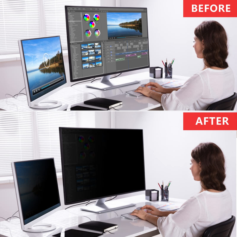 PYS Monitor Privacy Screen 27 inch -for Widescreen Computer Monitor[16:9 Aspect Ratio], Anti-Spy/Anti Blue/Anti-Scratch Protector Film for Data confidentiality - (WxH:598mm x 377mm) Black