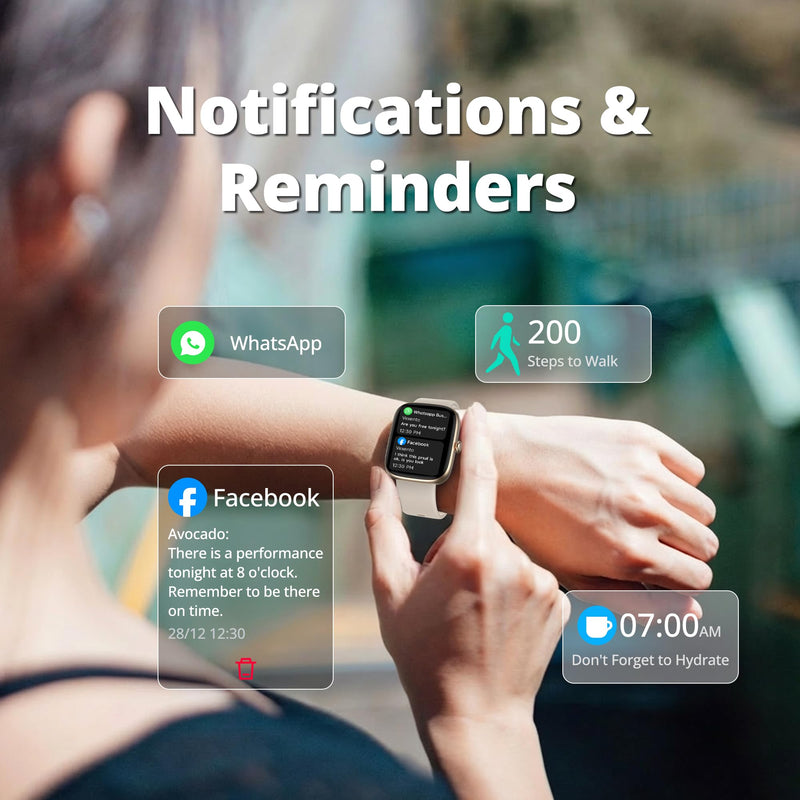 Smart Watch for Women, 1.83" HD Touchscreen Fitness Tracker, Bluetooth Calling, 110+ Sports Modes, Heart Rate SpO2 Sleep Monitor, DIY Dial, IP67 Waterproof, Compatible with Android & iOS Gold