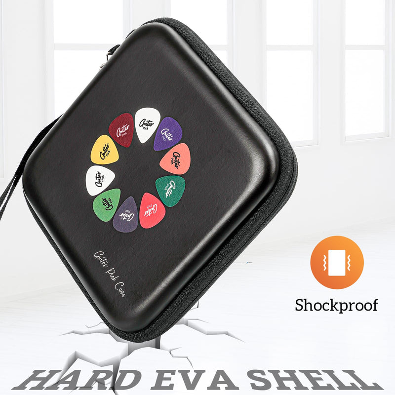 ProCase Guitar Pick Case, Pick Holder Stores 84 pcs Guitar Picks Collection Pick Storage Album Book Pick Display Water-Resistant, Durable EVA Material Bag for Guitar Player -Black