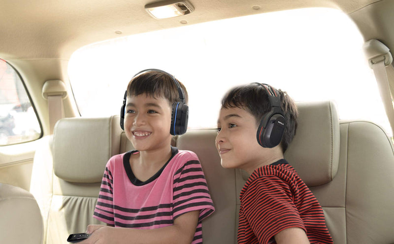 SIMOLIO IR Headphones for Car DVD, Universal Dual Channel Wireless Headsets | Durable Folding Infrared with AUX Cord & Carry Pouch for Honda Odyssey, Pilot, Toyota Sienna, uConnect, GMC Yukon, 2 Pack